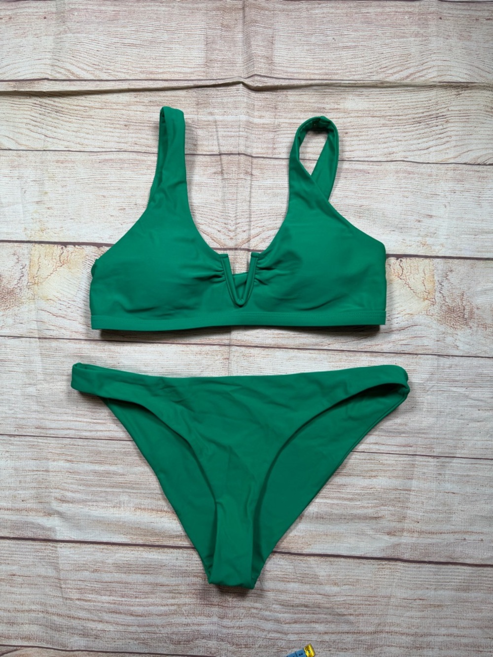 Green V-Notch Scoop Bikini Set